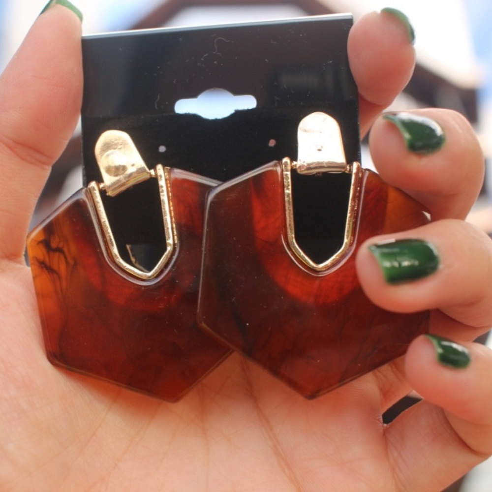 Gold bold geometric fashion boho acrylic earrings